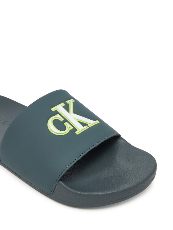 Calvin Klein Jeans Calvin Klein Jeans Klapki Slide Jelly Mono Pu YM0YM01281 Zielony