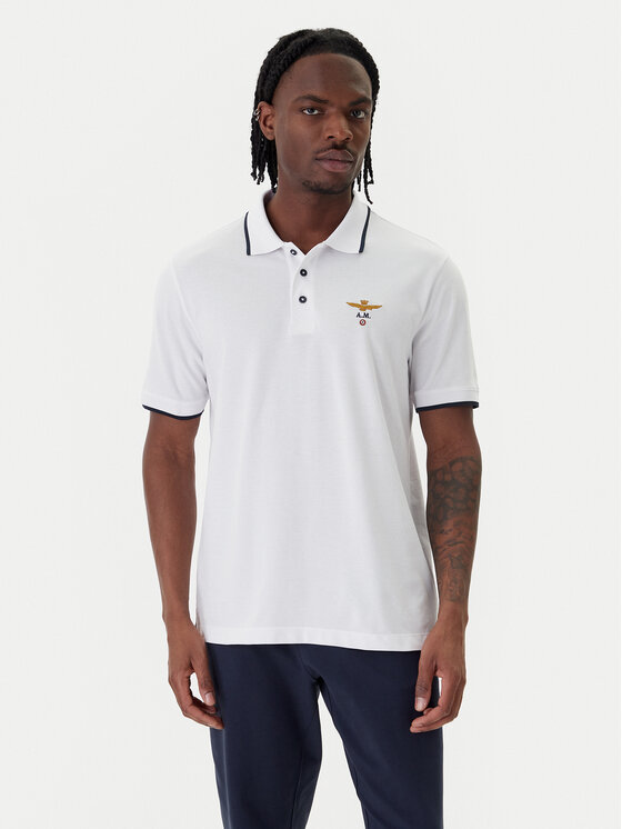 Aeronautica Militare Tricou polo 261PO1308UP00082 Alb Regular Fit