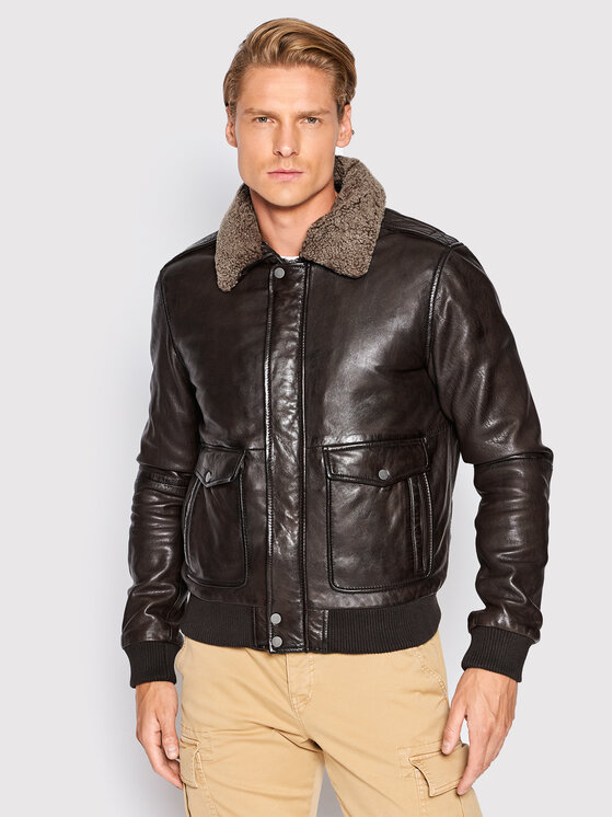 Serge Pariente Serge Pariente Usnjena jakna New Pilot Rjava Regular Fit