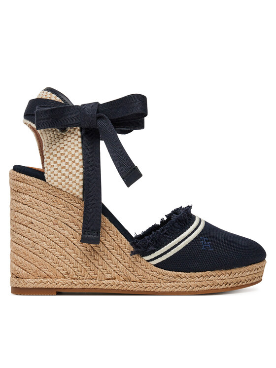 Tommy Hilfiger Tommy Hilfiger Espadrile Fringe Canvas High Wedge FW0FW08878 Bleumarin