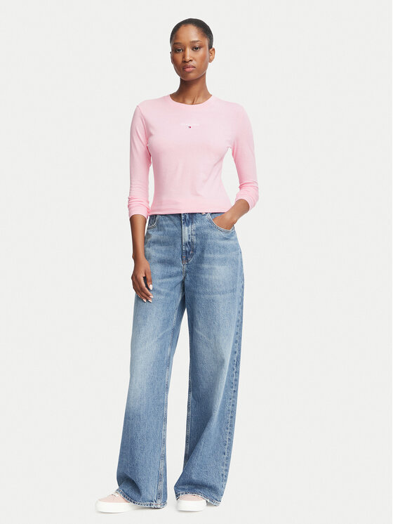 Tommy Jeans Tommy Jeans Bluzka Classic Logo DW0DW23248 Różowy jasny Slim Fit