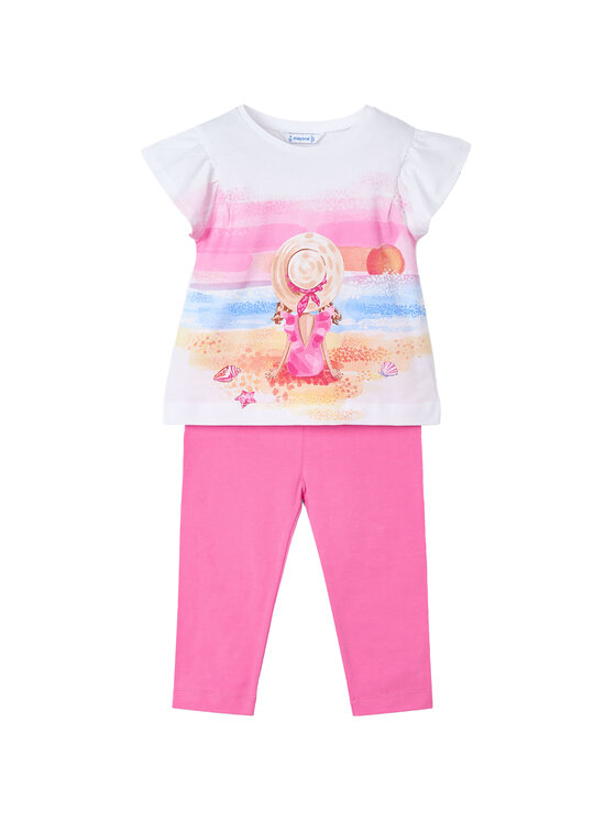 Mayoral Komplet t-shirt i legginsy 3711 Różowy Regular Fit
