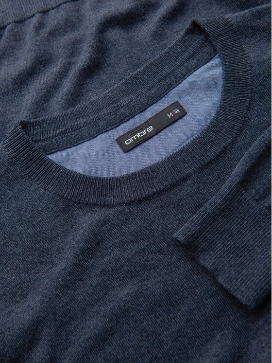 Ombre Ombre Sweter OM-SWBS-0106 Niebieski Regular Fit