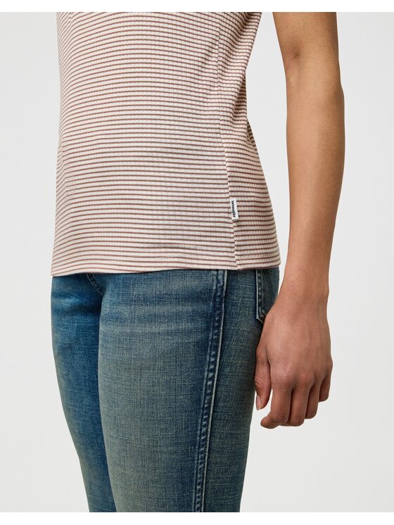 Wrangler Wrangler T-Shirt FEMME KNIT HENLEY Różowy Slim Fit