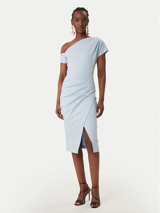 Rinascimento Rinascimento Kokteilinė suknelė CFC0127793003 Žydra Slim Fit