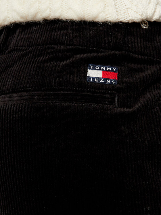 Tommy Jeans Tommy Jeans Spodnie materiałowe Corduroy DW0DW09092 Czarny Regular Fit