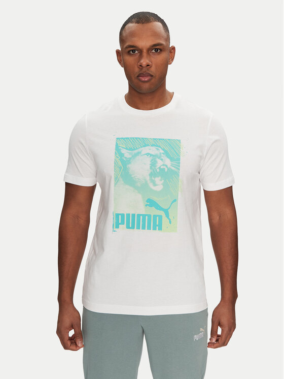 Puma Puma T-Shirt Graphics Photoprint 684836 Bílá Regular Fit