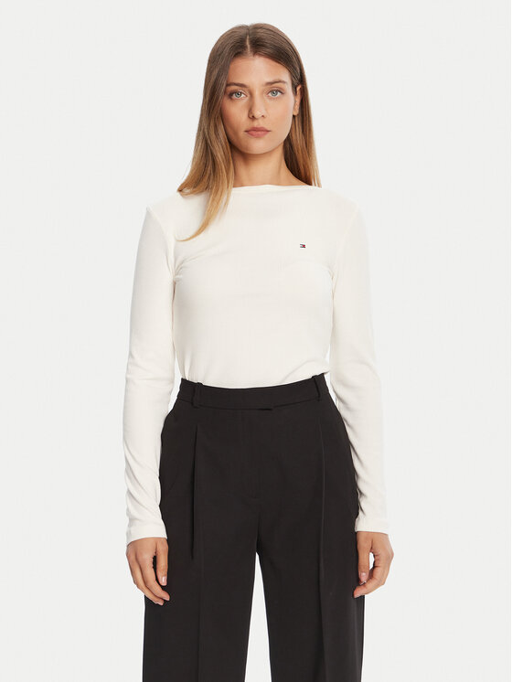 Tommy Hilfiger Tommy Hilfiger Majica WW0WW47309 Écru Slim Fit