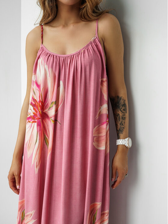 LilaLou LilaLou Sukienka letnia Gypsy Różowy Oversize