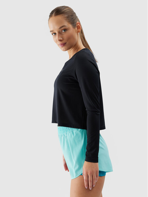 4F 4F Koszulka techniczna 4FWSS24TFLOF218 Czarny Regular Fit