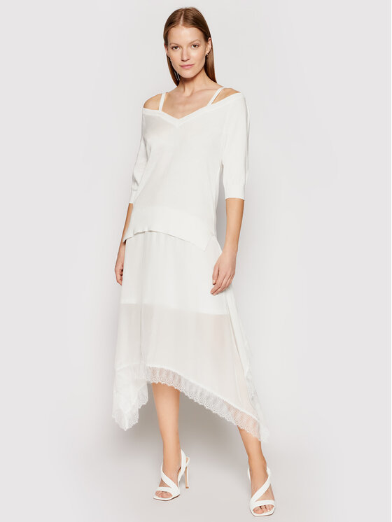 TWINSET TWINSET Úpletové šaty 211TT3190 Bílá Regular Fit