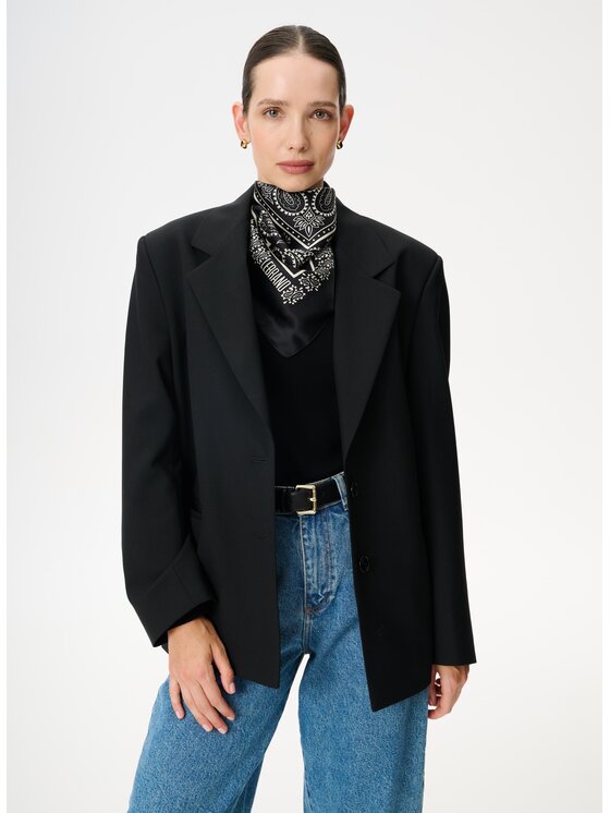 LEBRAND LEBRAND Chusta Bandana Jedwabna Czarny