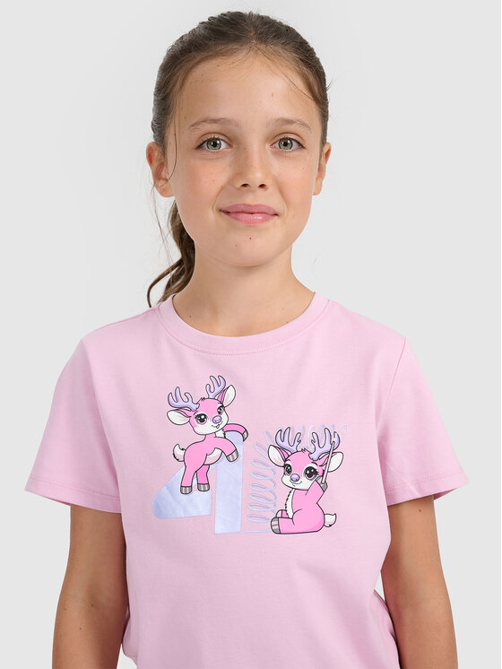 4F 4F T-Shirt CHRISTMAS DROP Różowy jasny Regular Fit