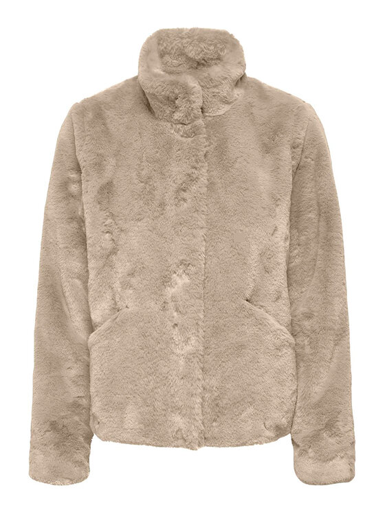 ONLY ONLY Pelzmantel Newvida 15295423 Beige Regular Fit
