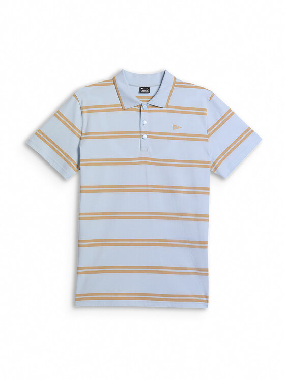 4F 4F Polo LAKESIDE ESCAPE Niebieski jasny Regular Fit