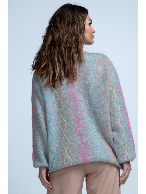 Fobya Fobya Sweter F1843 Szary Regular Fit