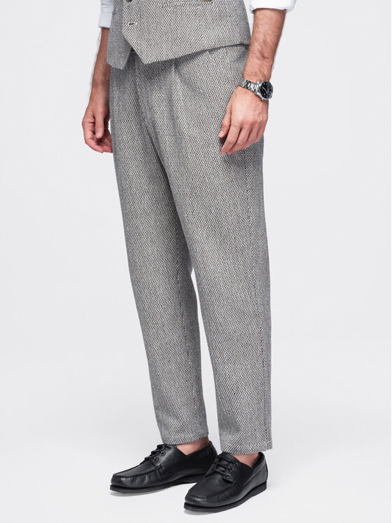 Ombre Ombre Spodnie materiałowe OM-PACP-0315 Brązowy jasny Regular Fit