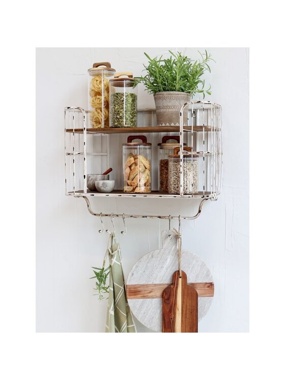 MIAhome MIAhome Organizer Półka ścienna z haczykami biała 45,5x52 cm Biały