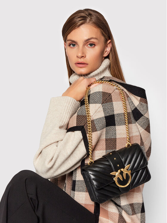 PINKO Pinko Kabelka Love Mini Icon V Quilt 3 Cl AI 21-22 PLTT 1P22BW Y7FY Čierna