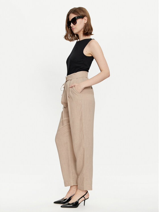 Marella Marella Spodnie materiałowe Ilsa 2413131194 Beżowy Relaxed Fit
