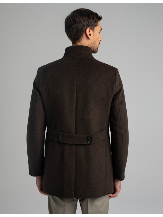 Borgio Borgio Płaszcz wełniany rivara_br Brązowy Slim Fit
