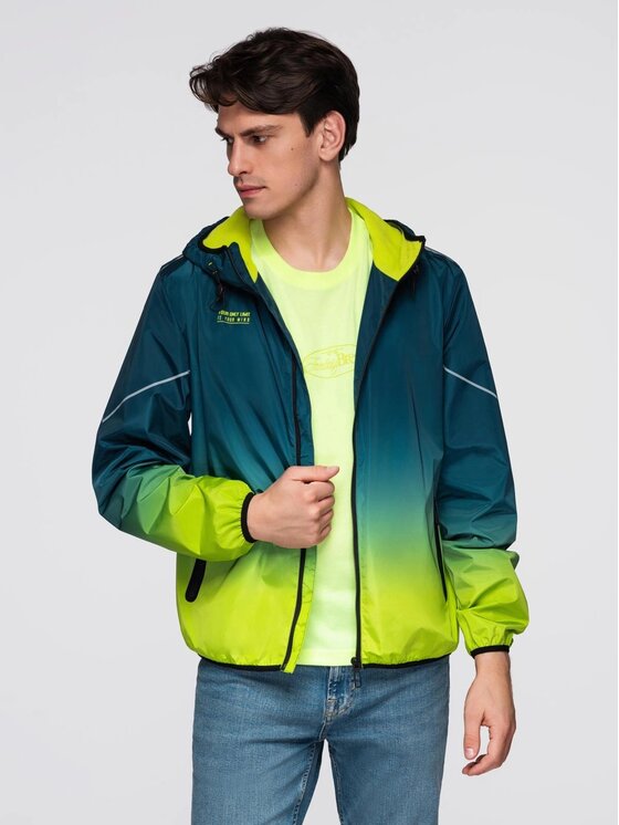 Ombre Ombre Kurtka przejściowa C641 Turkusowy Regular Fit