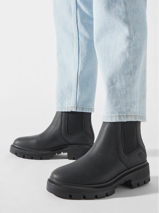 Timberland Timberland Členková obuv s elastickým prvkom Cortina Valley Chelsea TB0A5ND70151 Čierna