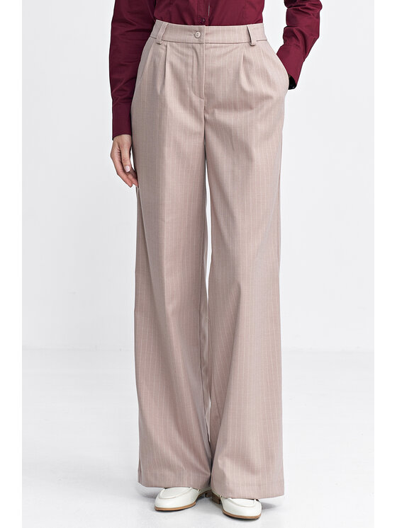 NIFE NIFE Kalhoty z materiálu SD129 Béžová Wide Leg
