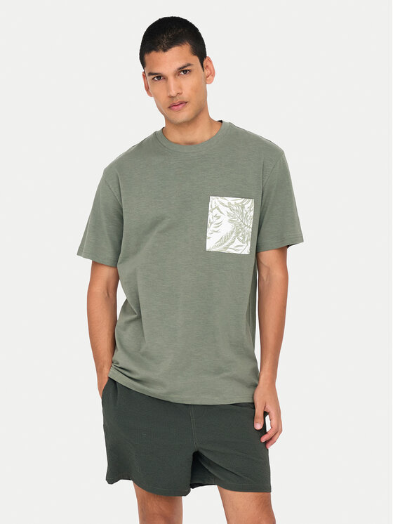 Only & Sons Only & Sons Тишърт 22025286 Зелен Regular Fit