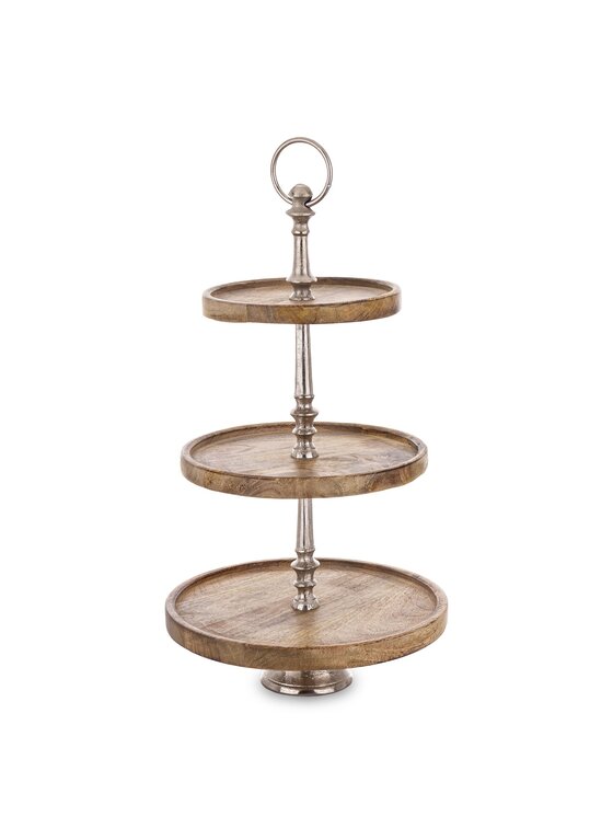 MIAhome MIAhome Patera drewniana 3 poziomy 54x30x30 cm CAKE - I Brązowy
