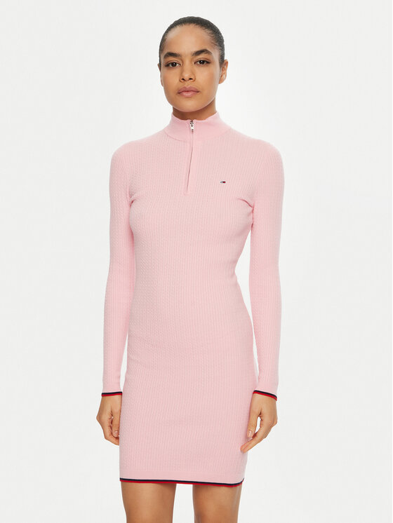 Tommy Jeans Tommy Jeans Rochie tricotată DW0DW19490 Roz Slim Fit