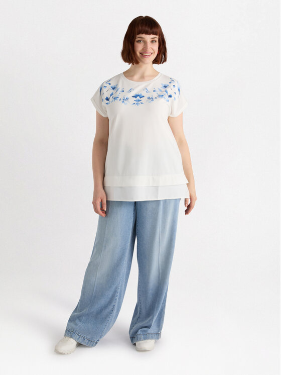 Fiorella Rubino Fiorella Rubino T-Shirt G170L008479N011 Biały Regular Fit