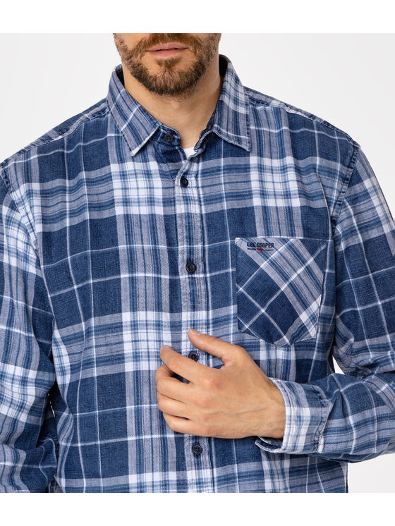 Lee Cooper Lee Cooper Koszula SCOTT Granatowy Regular Fit