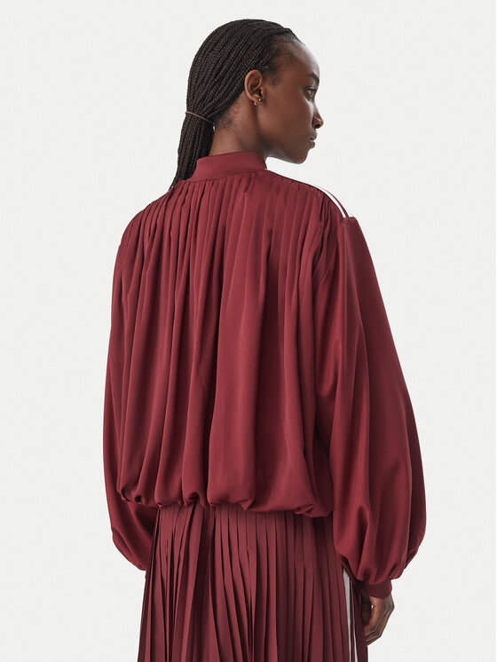 adidas adidas Bluza Satin Pleated Track Top LG4080 Bordowy Relaxed Fit