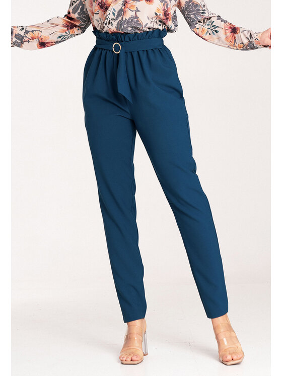 FIGL FIGL Spodnie damskie M1072 Granatowy Regular Fit