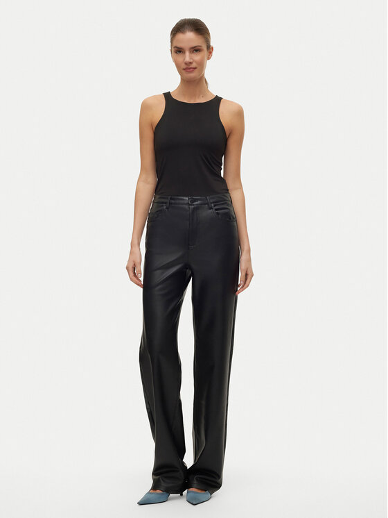 Vero Moda Vero Moda Hlače od imitacije kože Tessa 10310878 Crna Wide Leg