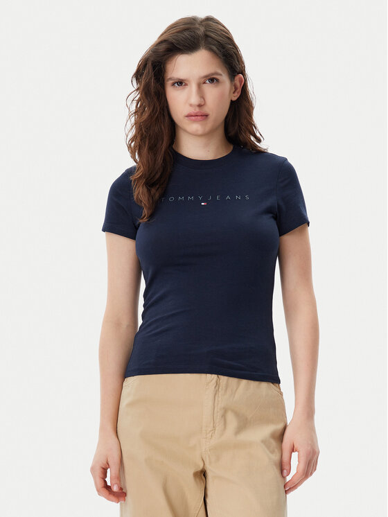 Tommy Jeans Tommy Jeans T-shirt Tonal Linear DW0DW20315 Tamnoplava Slim Fit