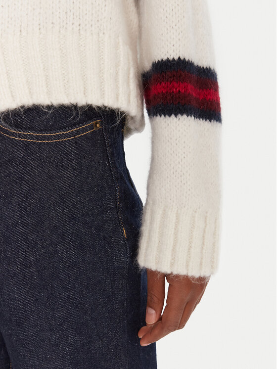 Tommy Jeans Tommy Jeans Sveter Badge DW0DW21679 Écru Relaxed Fit