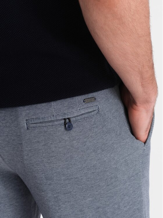 Ombre Ombre Šortky z materiálu OM-SRCS-0127 Tmavomodrá Slim Fit