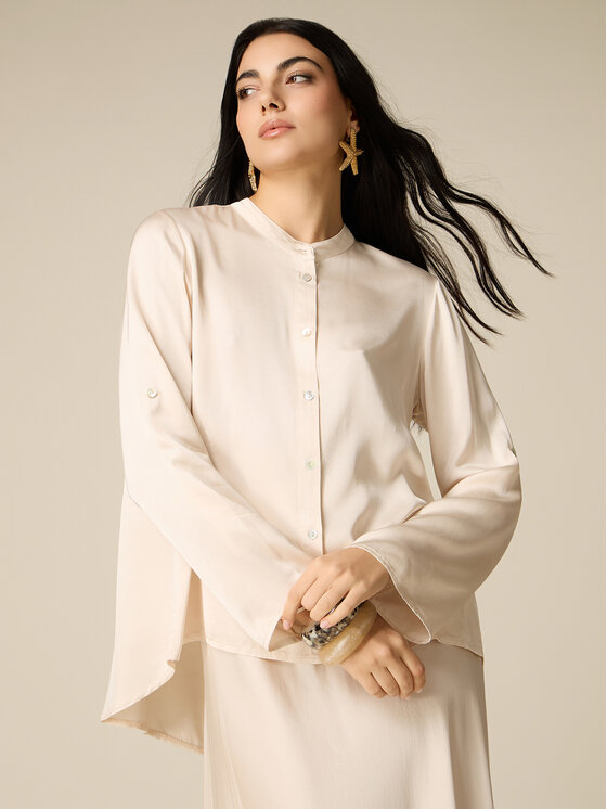Oltre Oltre Koszula 5064R003082N002 Biały Baggy Fit