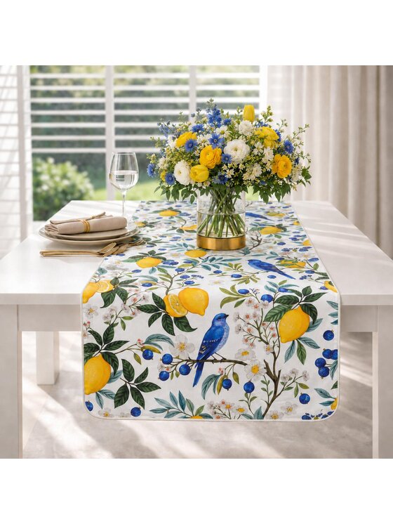 Roseberry Home Roseberry Home Bieżnik w cytryny Lemon Garden Niebieski