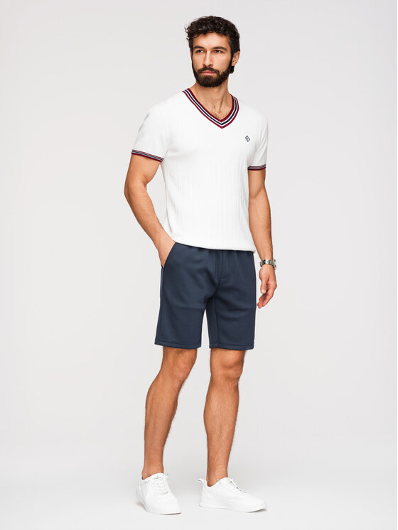 Ombre Ombre Szorty materiałowe OM-SRBC-0153 Granatowy Regular Fit