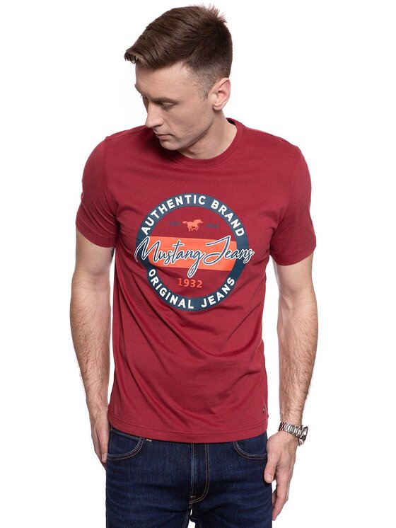 Mustang Mustang T-Shirt ALEX C PRINT Czerwony Regular Fit