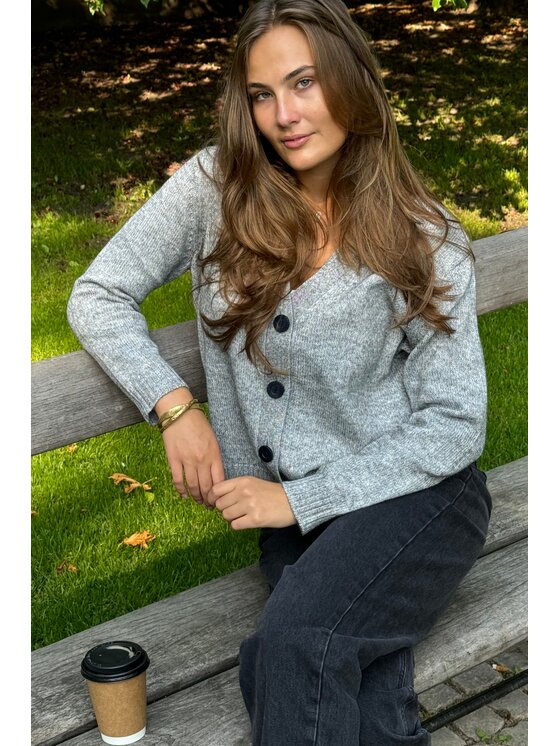 TeeShoppen TeeShoppen Kardigan 'Basic Collection' Szary Regular Fit