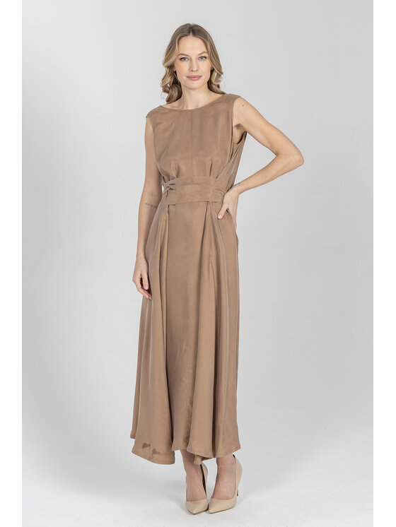Deni Cler Milano Deni Cler Milano Sukienka letnia W-DC-3267-F2-B8-18-1 Brązowy A-Line Fit