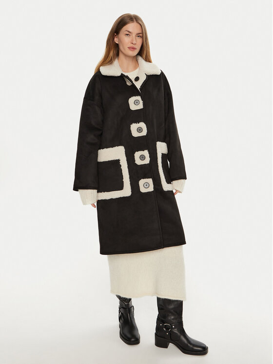 Munthe Cappotto in shearling Tibur 243154024342 Nero Oversize, taglia : 38