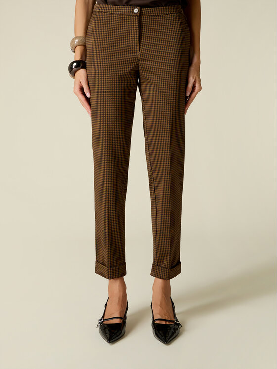 Oltre Oltre Spodnie materiałowe P088R009597N001 Brązowy Regular Fit