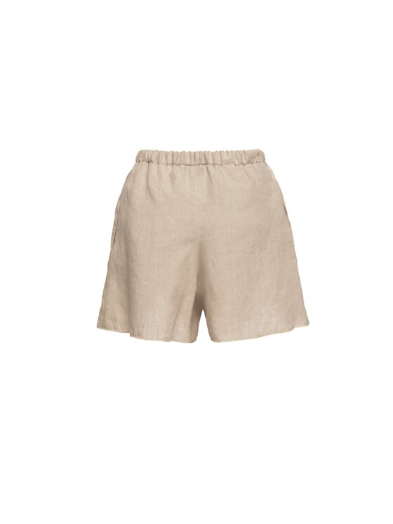 Sidro Sidro Szorty materiałowe lniane szorty Beżowy Comfortable Fit
