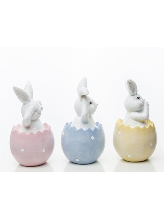 MIAhome MIAhome Figurka 3 króliczki w kolorowych skorupkach 12x6,5x6,5 cm Kolorowy