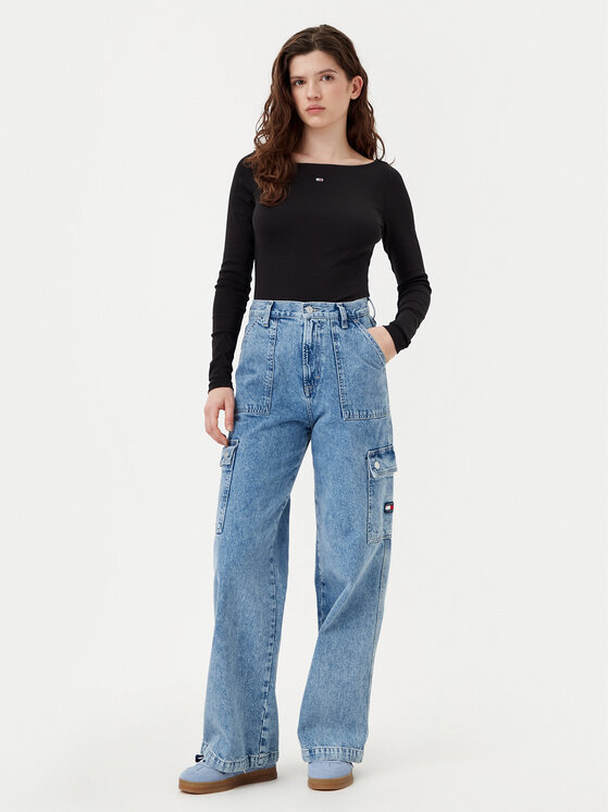 Tommy Jeans Tommy Jeans Majica DW0DW21350 Crna Slim Fit
